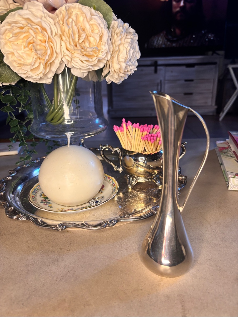 Vintage Silver Plated Bud Vase Ewer MCM Made in Hong Kong 7”